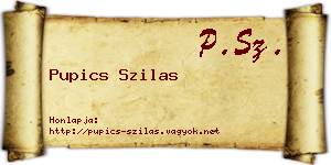 Pupics Szilas névjegykártya